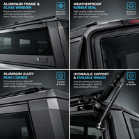 pickup truck canopy with large front windscreen