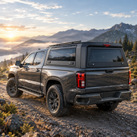 pickup truck canopy with large front windscreen