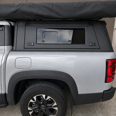 Pet door for Summitshell Overland truck bed cover, aluminum alloy side door, black
